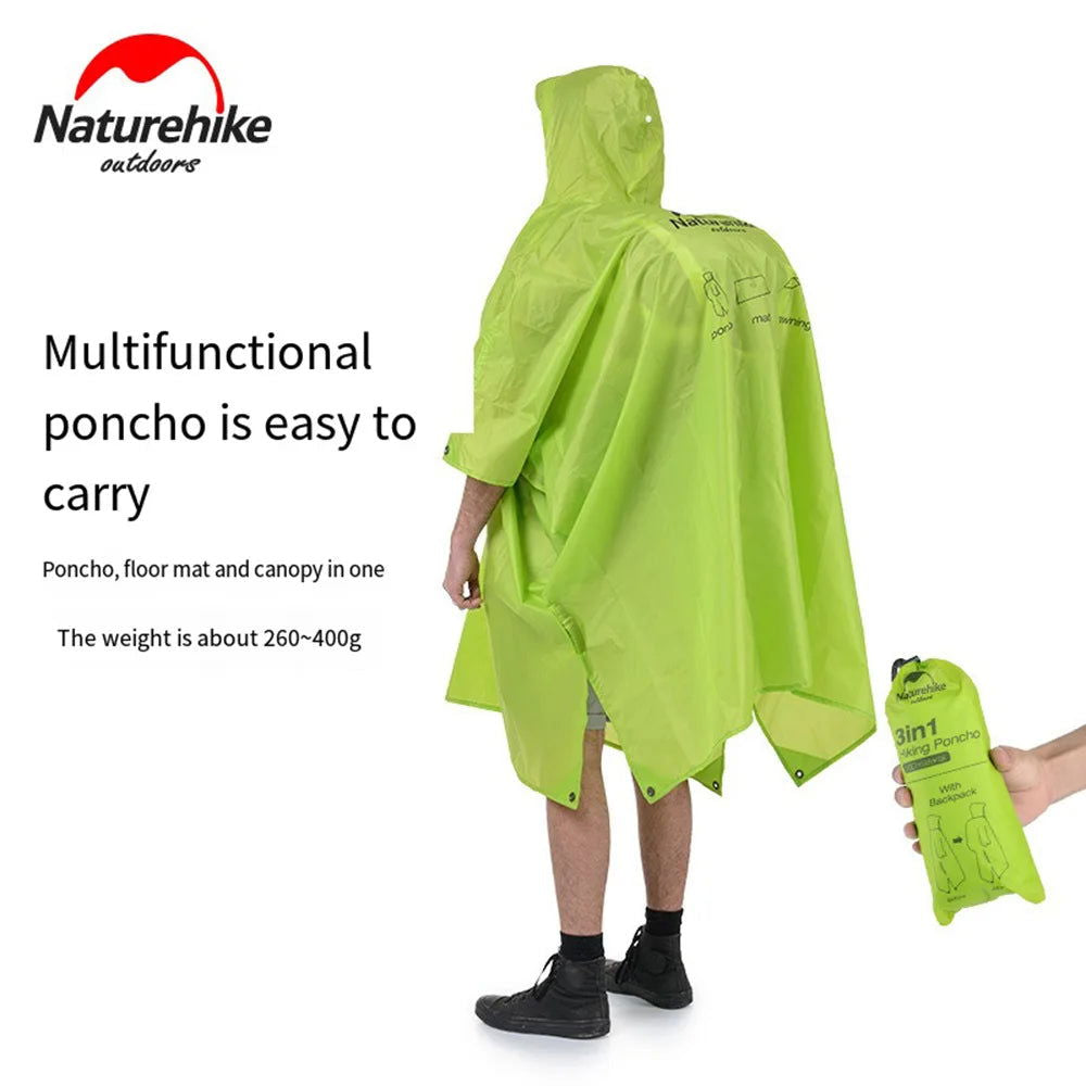 Outdoor Hiking Fishing 3-In-1 Multifunction Portable Adjustable Hat Poncho Floor Mat 20d Nylon Raincoat Camping Supplies himalipasal