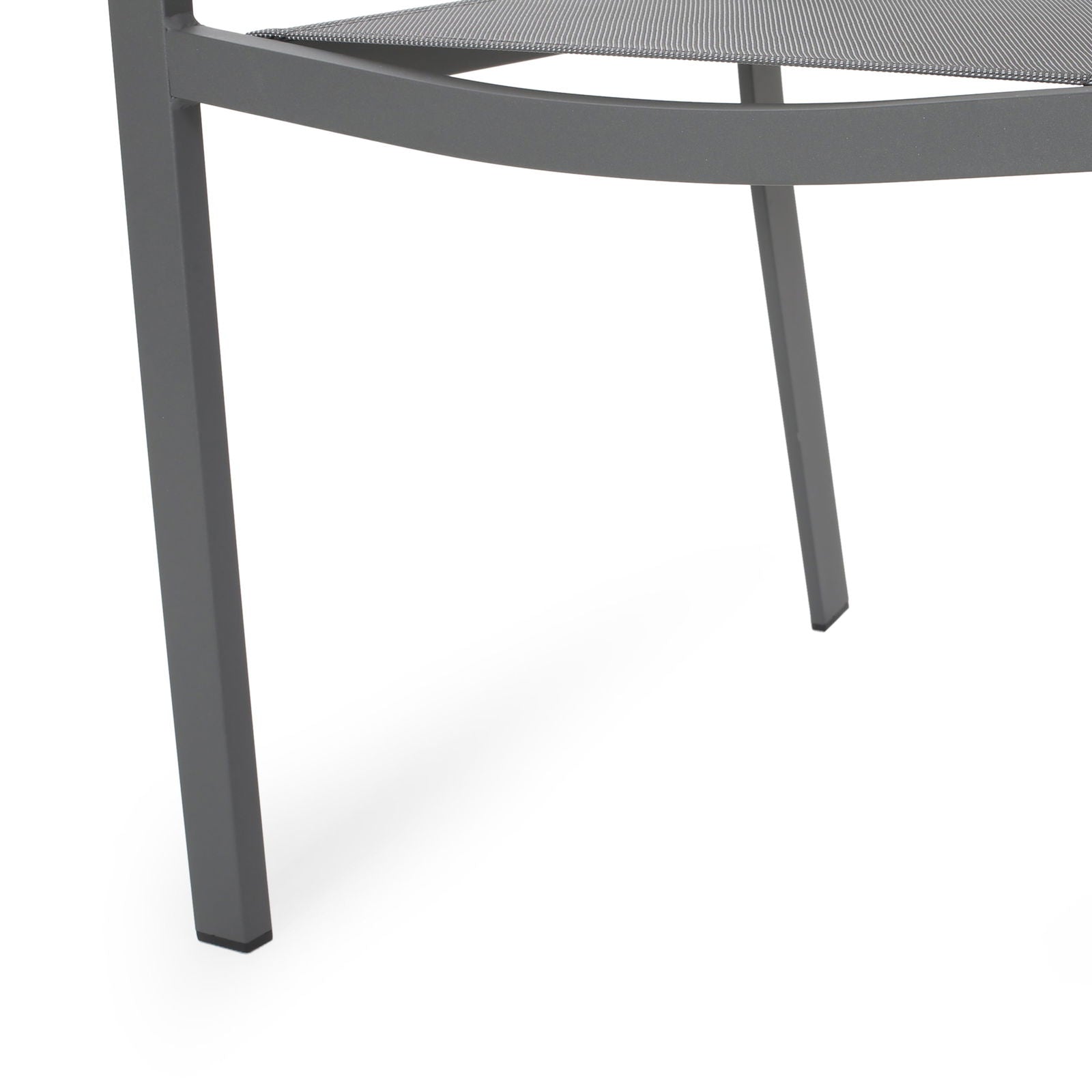 Outdoor Modern Aluminum Dining Chair with Mesh Seat (Set of 2), Gun Metal Gray and Dark Gray himalipasal