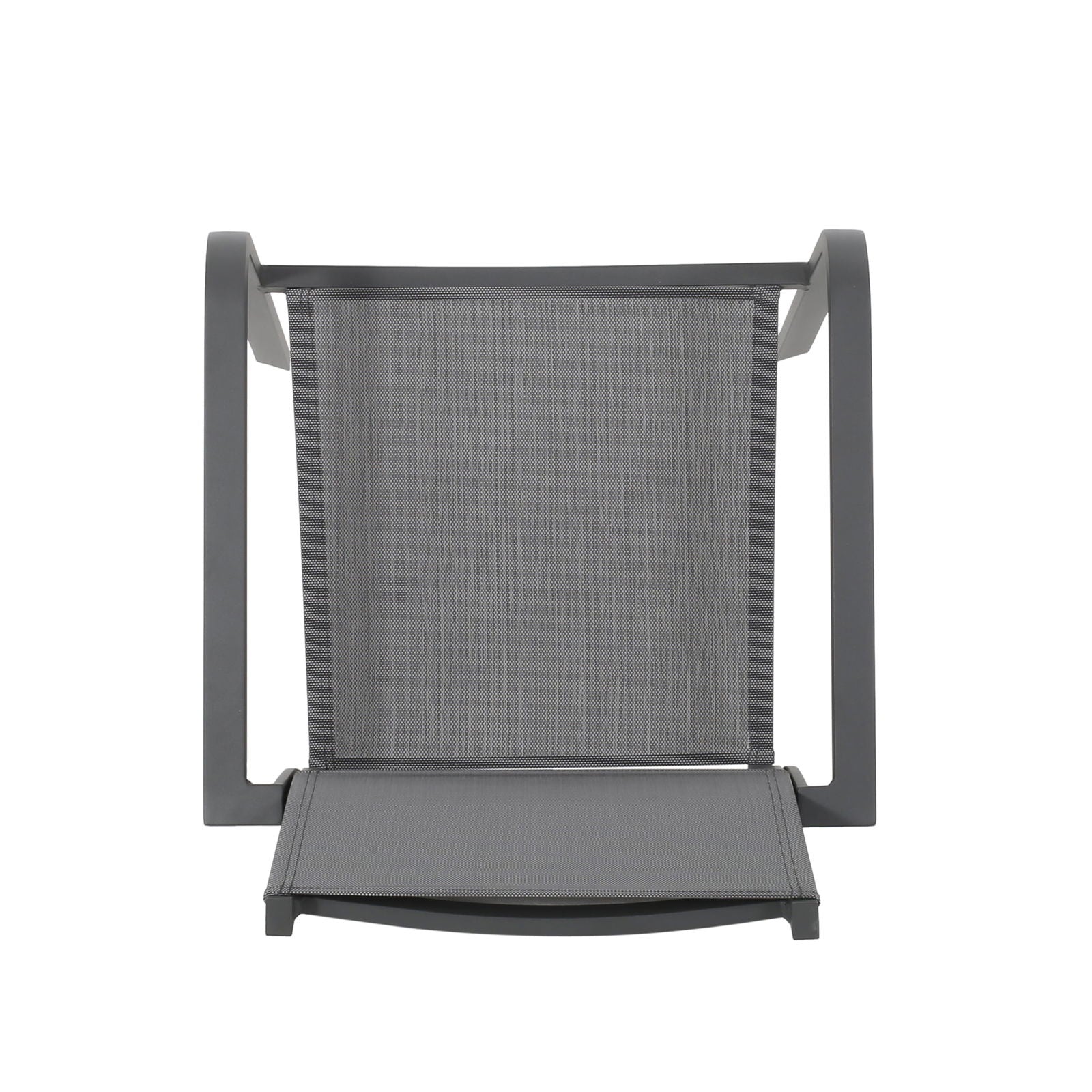 Outdoor Modern Aluminum Dining Chair with Mesh Seat (Set of 2), Gun Metal Gray and Dark Gray himalipasal