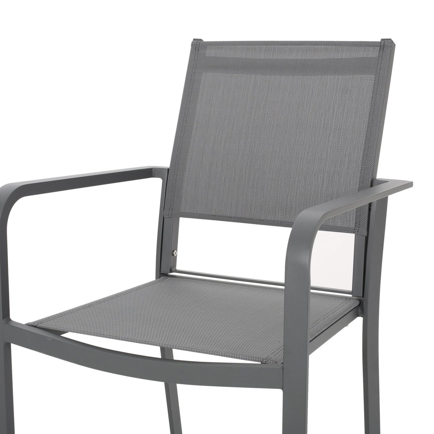 Outdoor Modern Aluminum Dining Chair with Mesh Seat (Set of 2), Gun Metal Gray and Dark Gray himalipasal