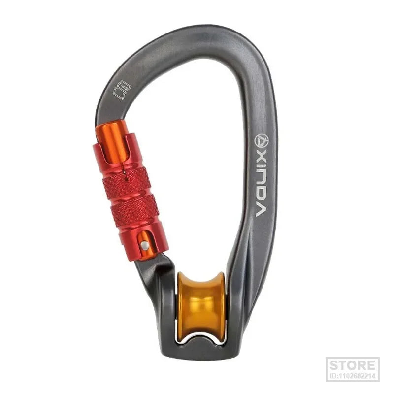 Outdoor Pulley Carabiner Mountaineering Safety Buckle Lock Cross Strop Equipment Bearing Pulley Hook himalipasal