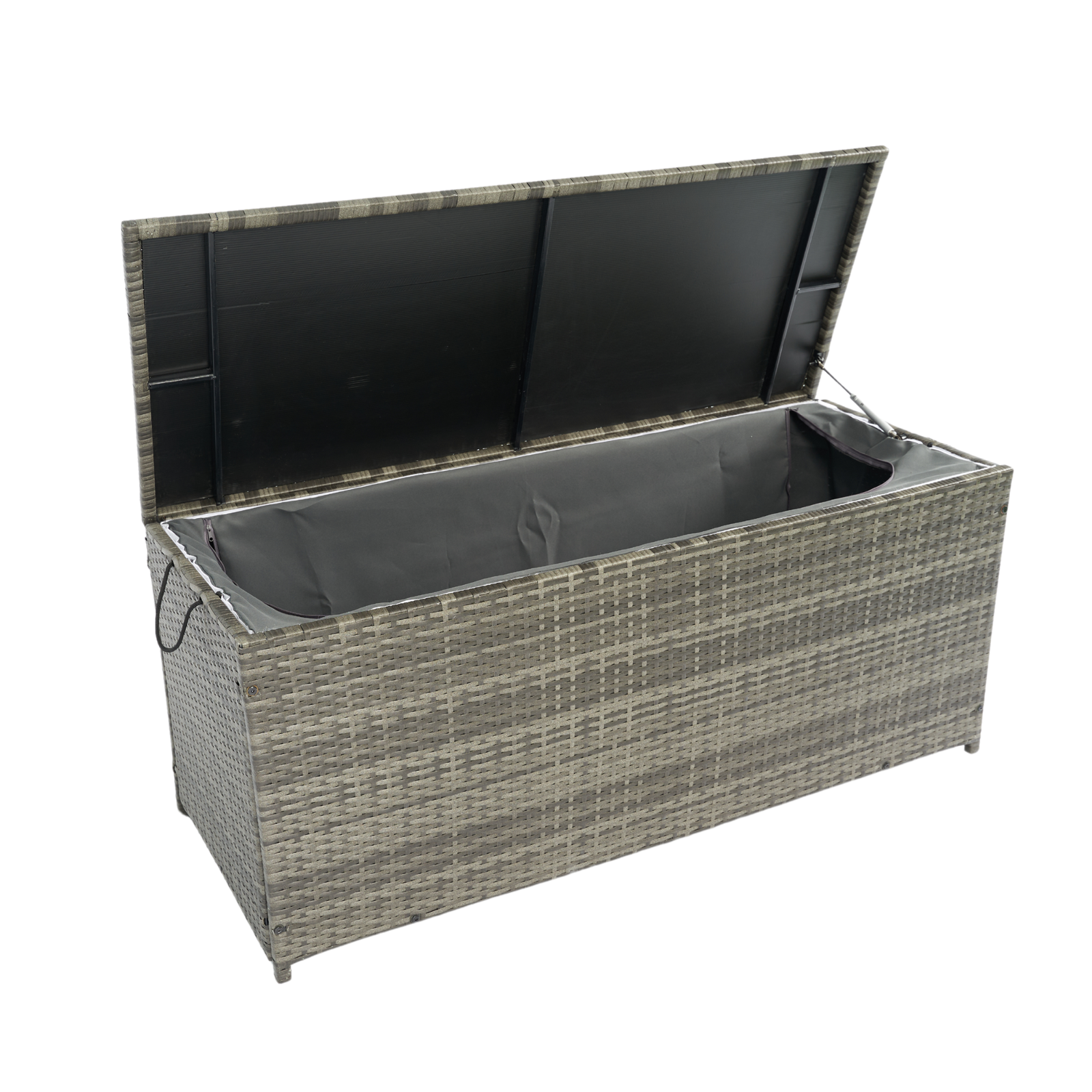 Outdoor Storage Box, 113 Gallon Wicker Patio Deck Boxes with Lid, Outdoor Cushion Storage for Kids Toys, Pillows, Towel Grey Wicker himalipasal