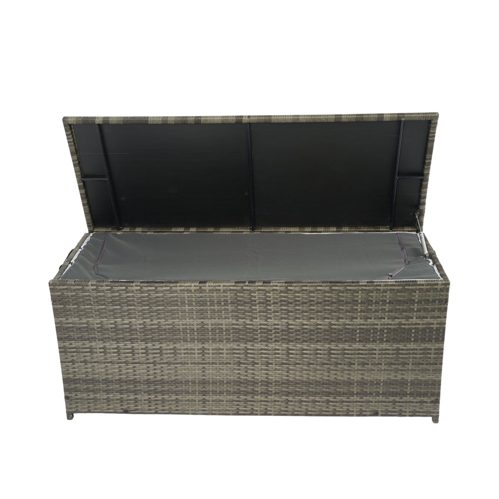 Outdoor Storage Box, 113 Gallon Wicker Patio Deck Boxes with Lid, Outdoor Cushion Storage for Kids Toys, Pillows, Towel Grey Wicker himalipasal