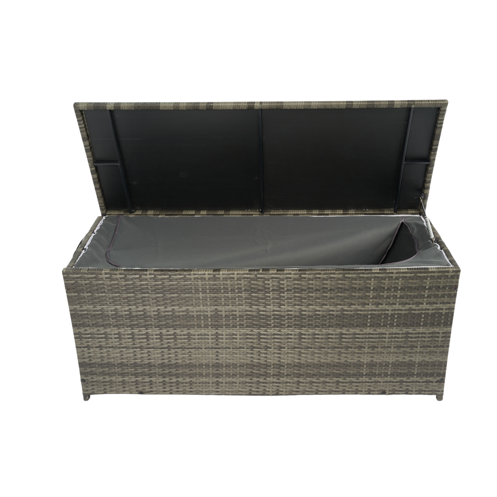 Outdoor Storage Box, 113 Gallon Wicker Patio Deck Boxes with Lid, Outdoor Cushion Storage for Kids Toys, Pillows, Towel Grey Wicker himalipasal