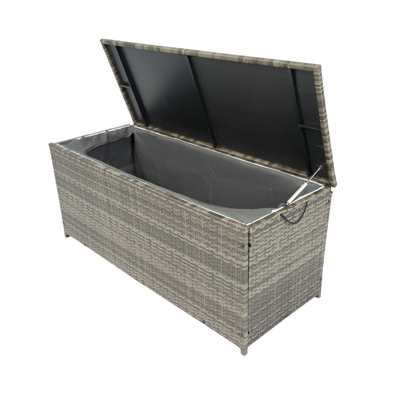 Outdoor Storage Box, 113 Gallon Wicker Patio Deck Boxes with Lid, Outdoor Cushion Storage for Kids Toys, Pillows, Towel Grey Wicker himalipasal