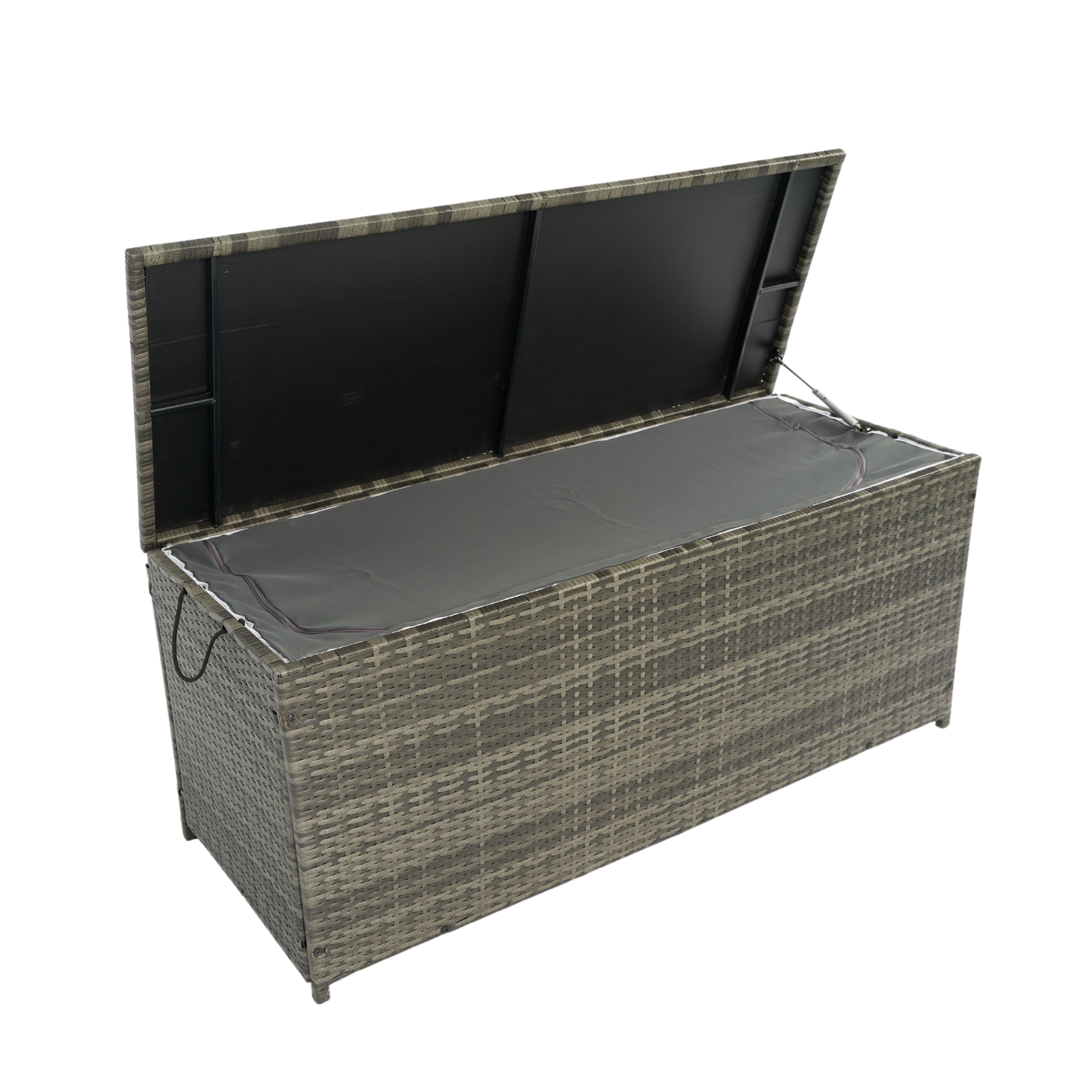 Outdoor Storage Box, 113 Gallon Wicker Patio Deck Boxes with Lid, Outdoor Cushion Storage for Kids Toys, Pillows, Towel Grey Wicker himalipasal