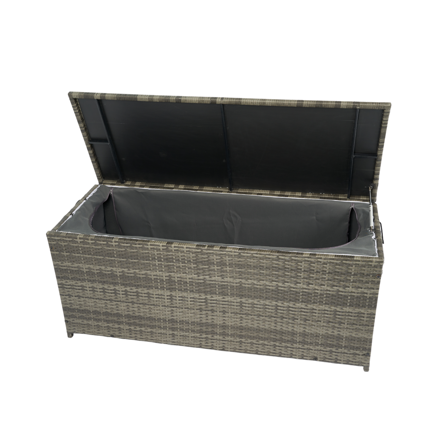 Outdoor Storage Box, 113 Gallon Wicker Patio Deck Boxes with Lid, Outdoor Cushion Storage for Kids Toys, Pillows, Towel Grey Wicker himalipasal