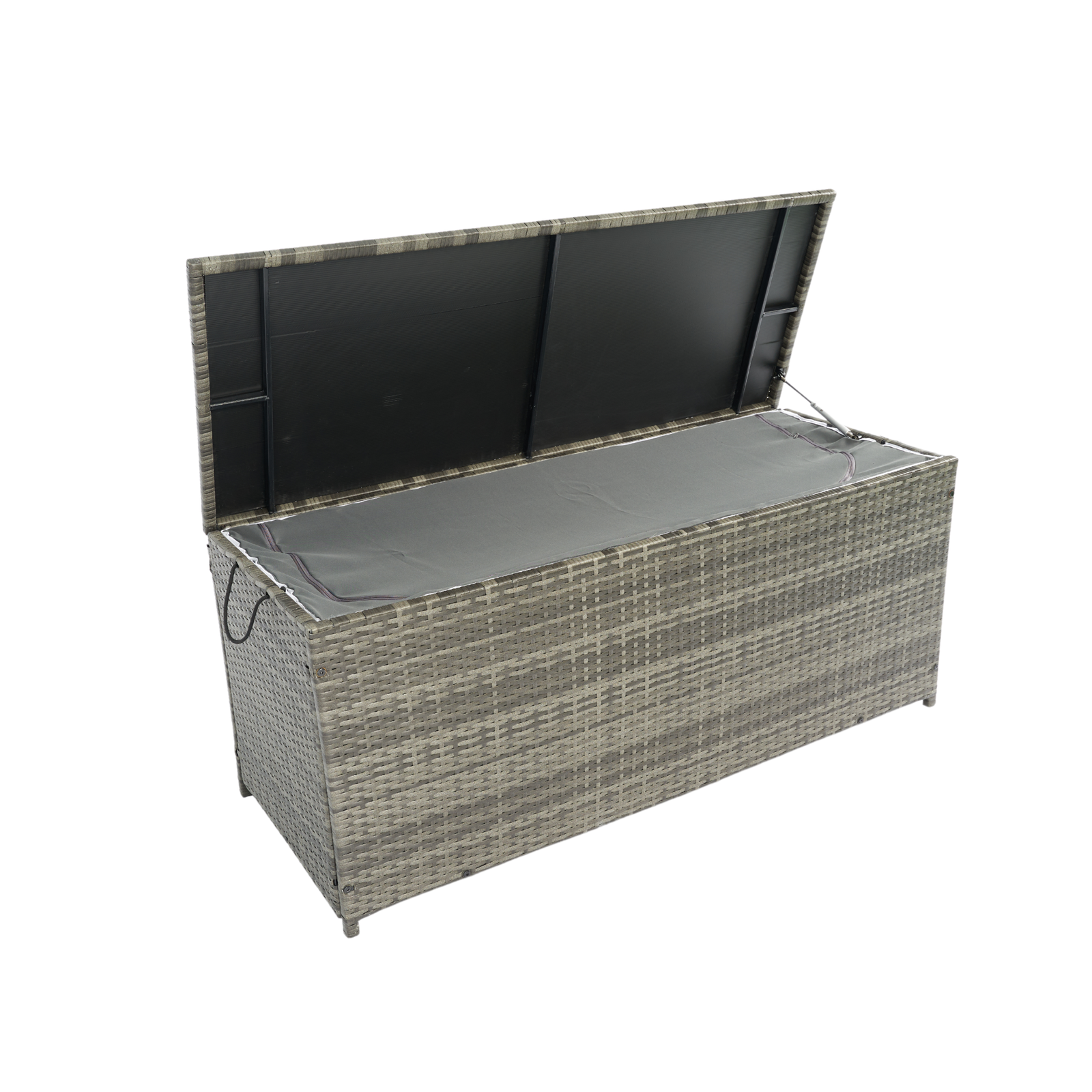 Outdoor Storage Box, 113 Gallon Wicker Patio Deck Boxes with Lid, Outdoor Cushion Storage for Kids Toys, Pillows, Towel Grey Wicker himalipasal