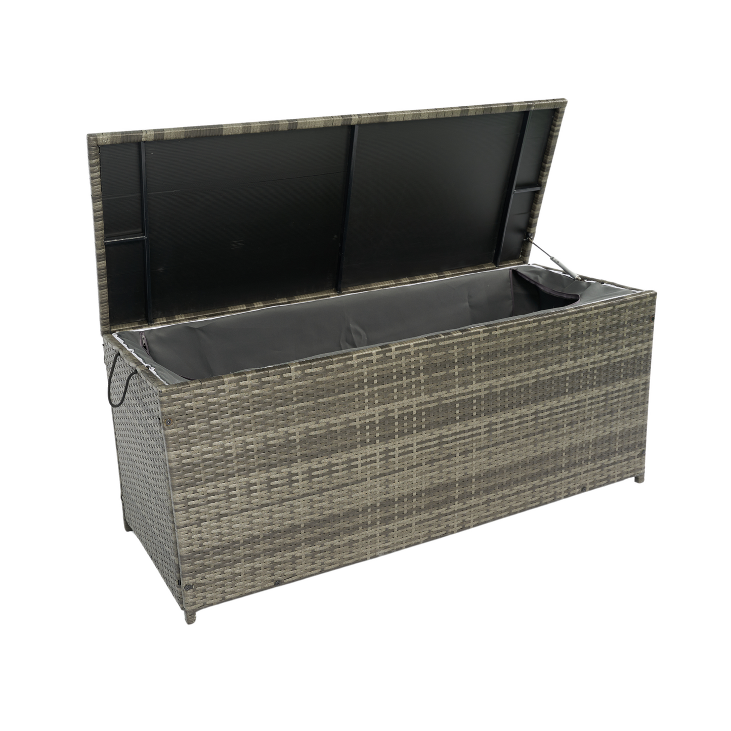 Outdoor Storage Box, 113 Gallon Wicker Patio Deck Boxes with Lid, Outdoor Cushion Storage for Kids Toys, Pillows, Towel Grey Wicker himalipasal