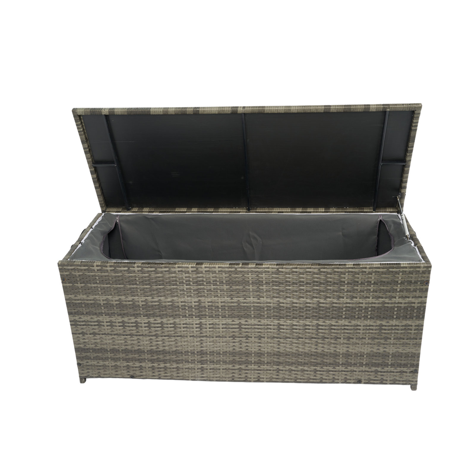 Outdoor Storage Box, 113 Gallon Wicker Patio Deck Boxes with Lid, Outdoor Cushion Storage for Kids Toys, Pillows, Towel Grey Wicker himalipasal