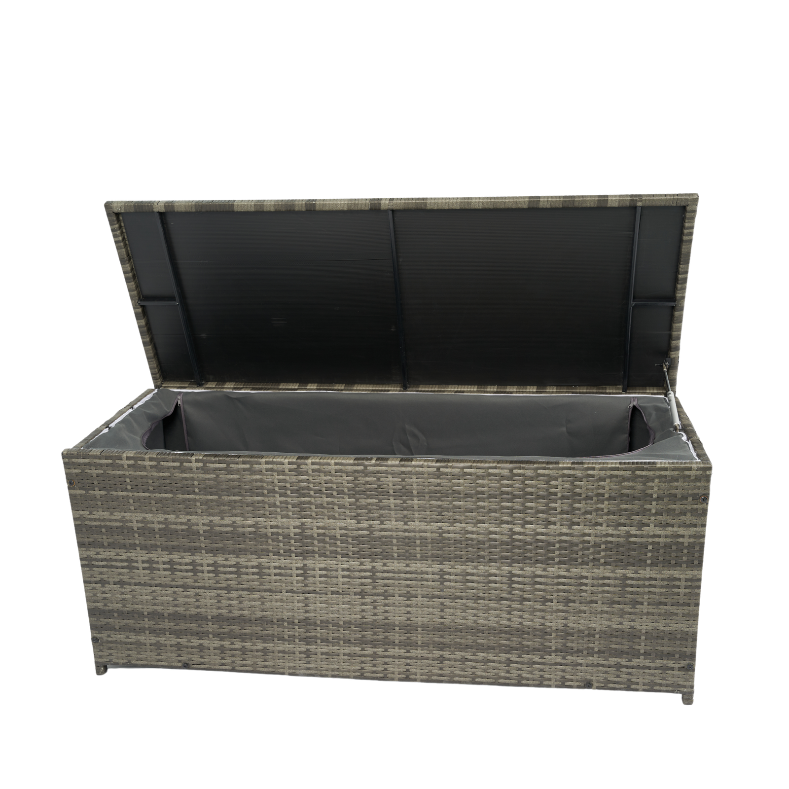 Outdoor Storage Box, 113 Gallon Wicker Patio Deck Boxes with Lid, Outdoor Cushion Storage for Kids Toys, Pillows, Towel Grey Wicker himalipasal