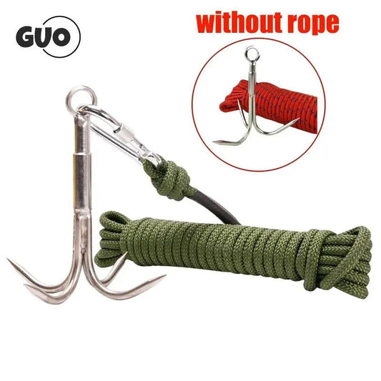 Outdoor Survival Stainless Steel Climbing Claw Ice Rock Hook Hiking Tool Large Mountaineering Flying Grappling Hook Accessories himalipasal