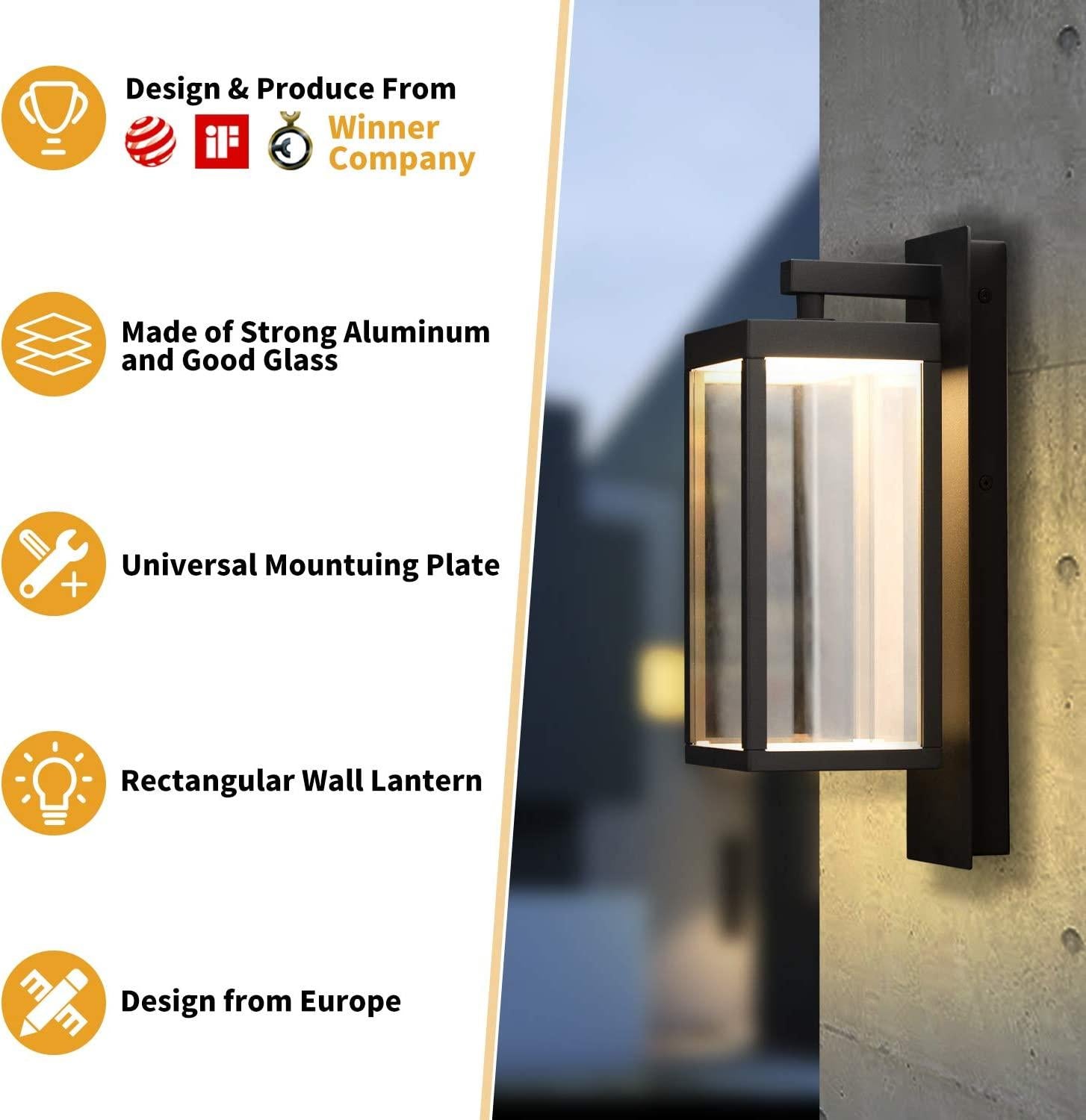 Outdoor Wall Sconce Exterior IP54 Waterproof LED for Porch Entryway Doorway 13W 750Lm 3000K himalipasal