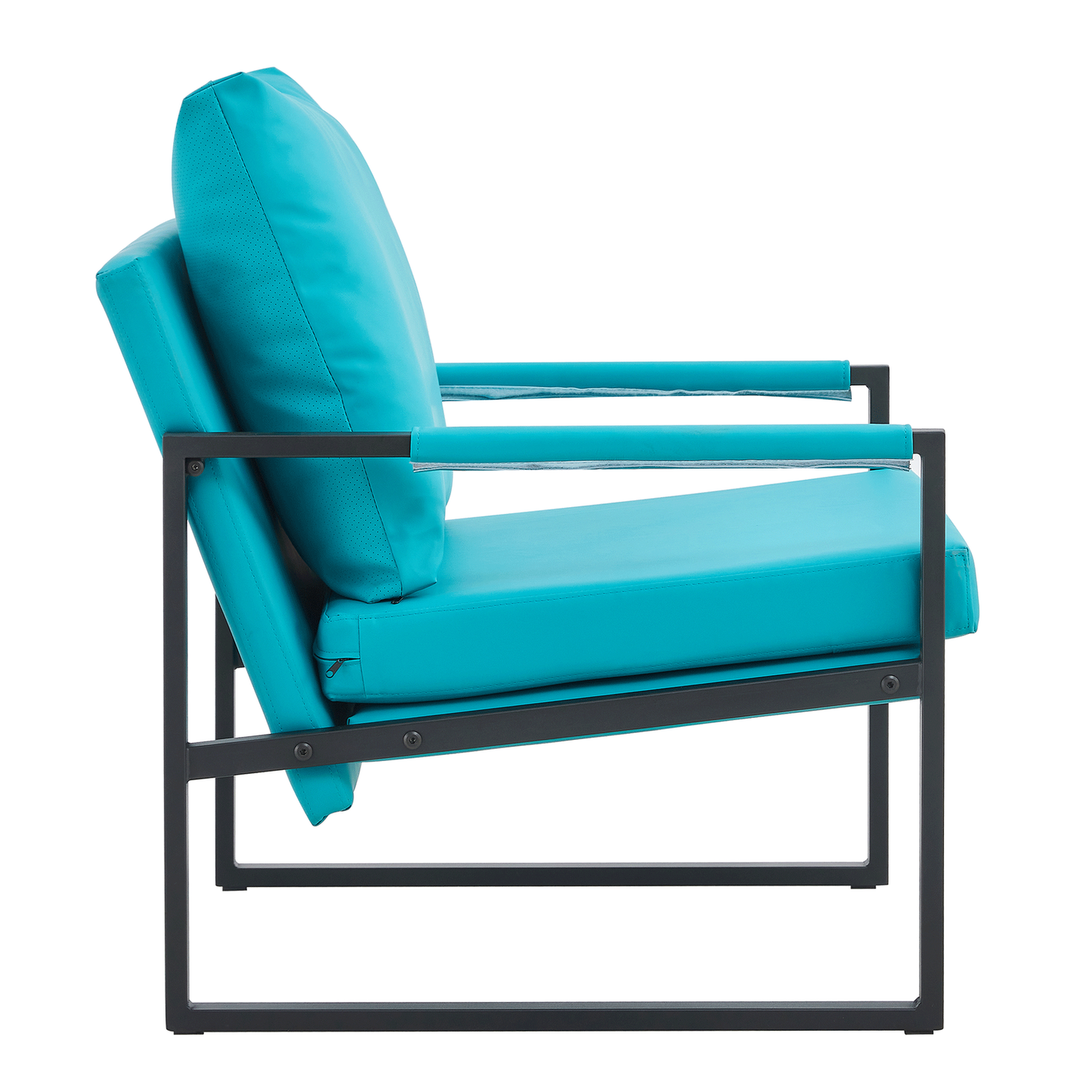 PU Leather Accent Arm Chair Mid Century Modern Upholstered Armchair with Metal Frame Extra-Thick Padded Backrest and Seat Cushion Sofa Chairs for Living Room ( Cyan PU Leather + Metal + Foam ) SF-008 himalipasal