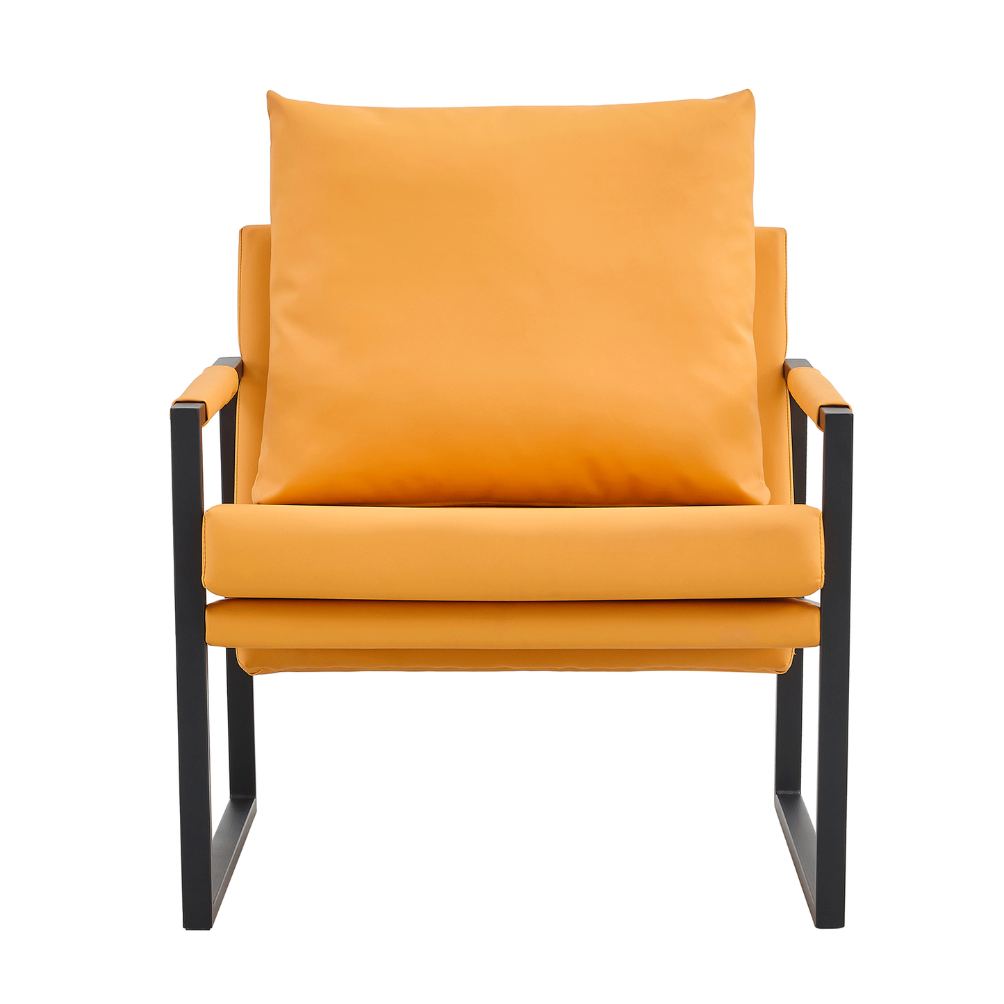 PU Leather Accent Arm Chair Mid Century Upholstered Armchair with Metal Frame Extra-Thick Padded Backrest and Seat Cushion Sofa Chairs for Living Room ( orange PU Leather + Metal Frame + Foam)SF-008 himalipasal