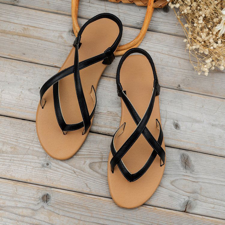 PU Leather Crisscross Flat Sandals himalipasal