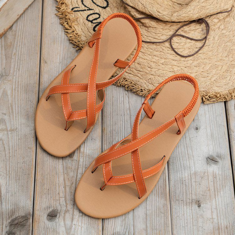 PU Leather Crisscross Flat Sandals himalipasal