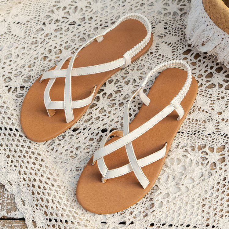 PU Leather Crisscross Flat Sandals himalipasal