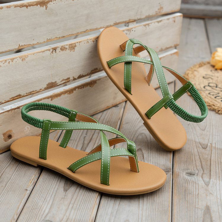 PU Leather Crisscross Flat Sandals himalipasal