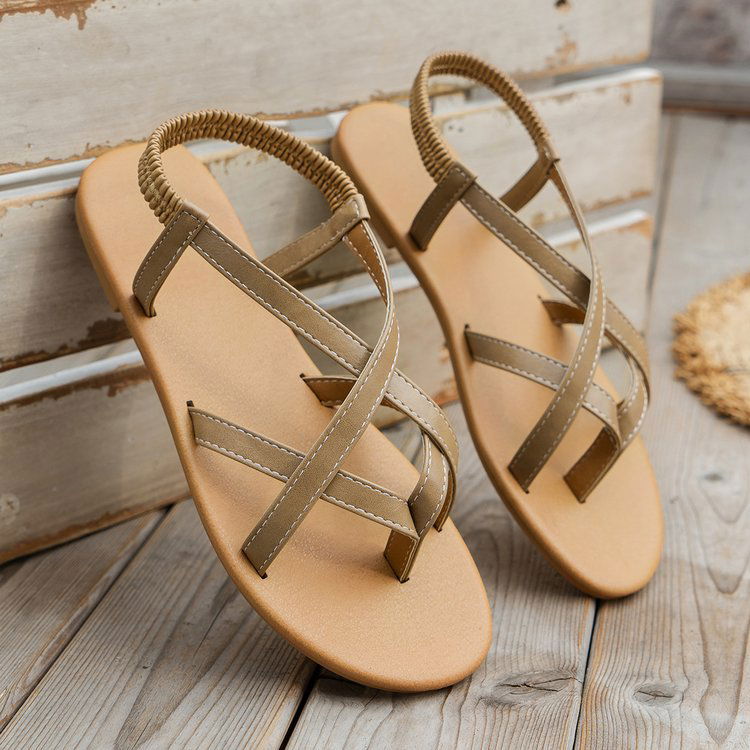 PU Leather Crisscross Flat Sandals himalipasal