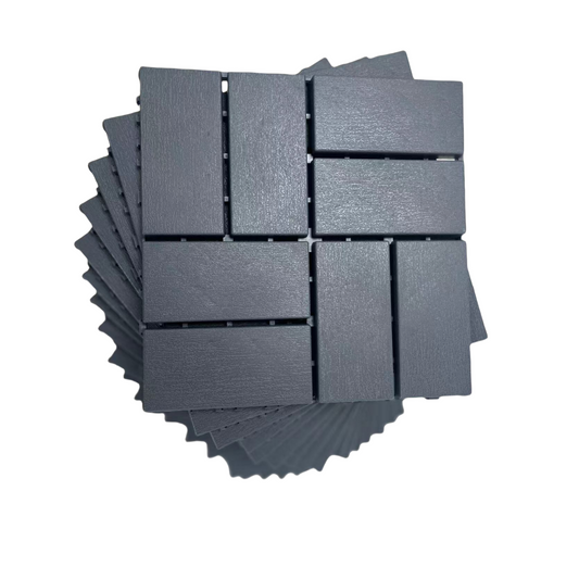 Plastic Interlocking Deck Tiles, 36-Pack, 12"x12" Waterproof Outdoor All Weather Use Patio Tiles with Enhanced Drainage Design, Perfect for Poolside, Balcony, and Backyard - Grey himalipasal