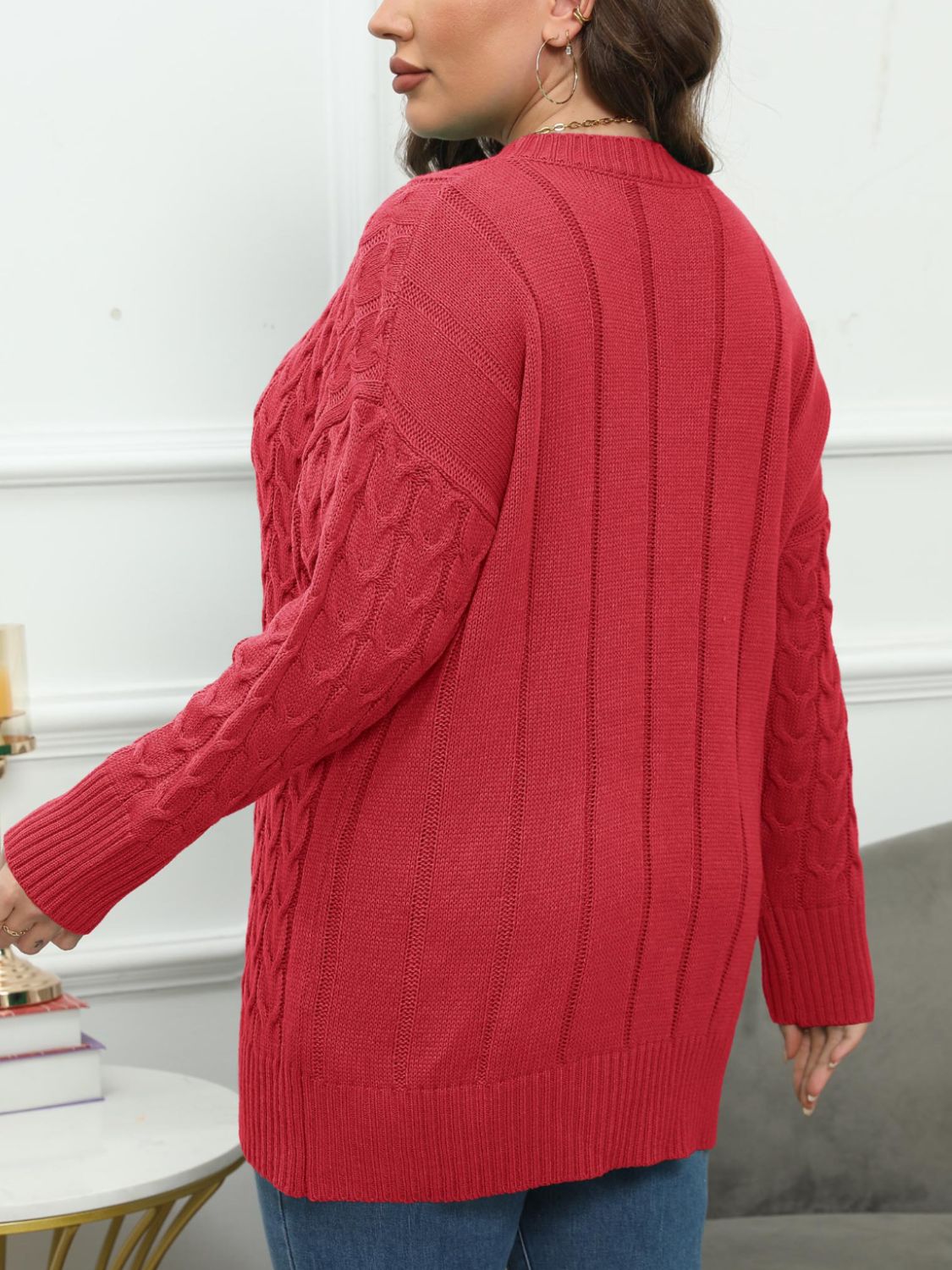 Plus Size Round Neck Long Sleeve Sweater himalipasal