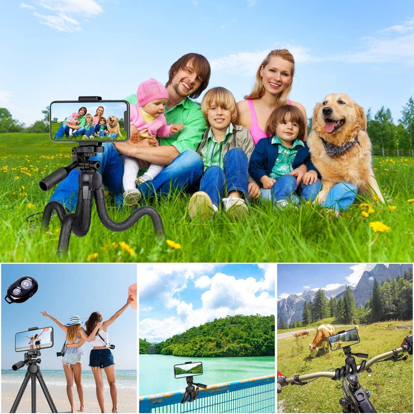 Portable And Adjustable Flexible Phone Tripods Camera Stand Holder With Remote himalipasal