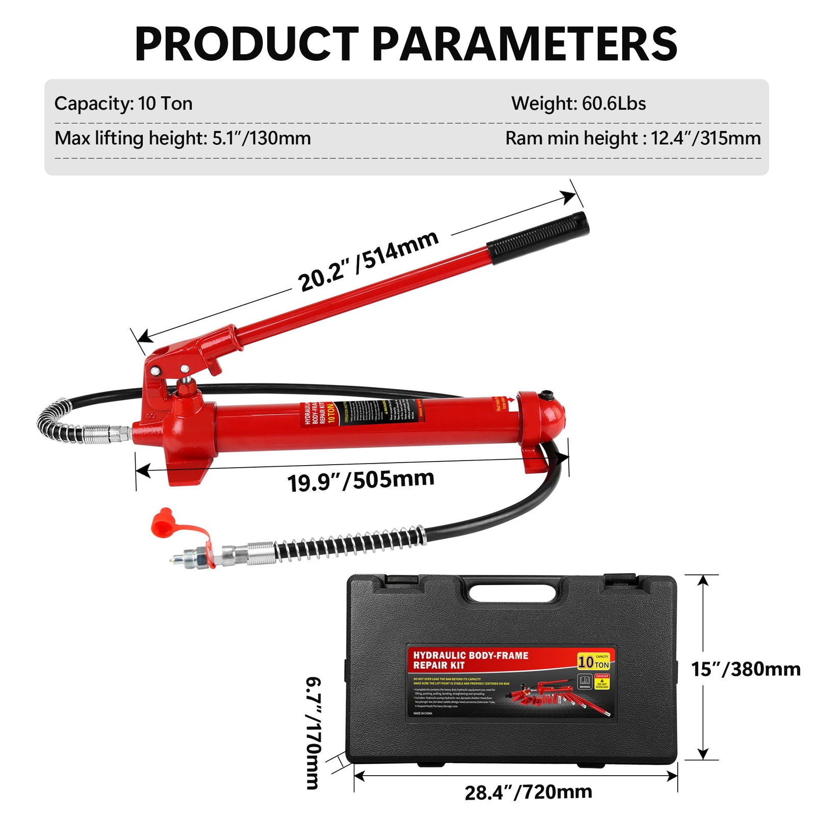 Power Hydraulic Ram Cylinder Jack: Single-Acting Mini Jack, Porta Power Kit, Stroke for Shipbuilding, Bridge, Construction, Precision Machinery, Small Spaces - 10 Ton Capacity himalipasal