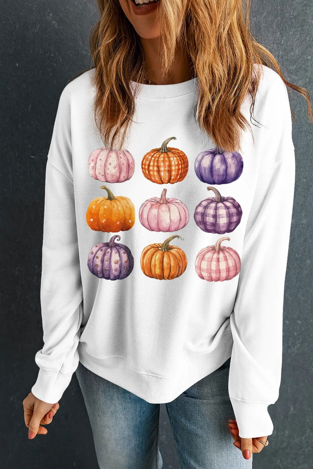 Pumpkin Graphic Long Sleeve Sweatshirt himalipasal