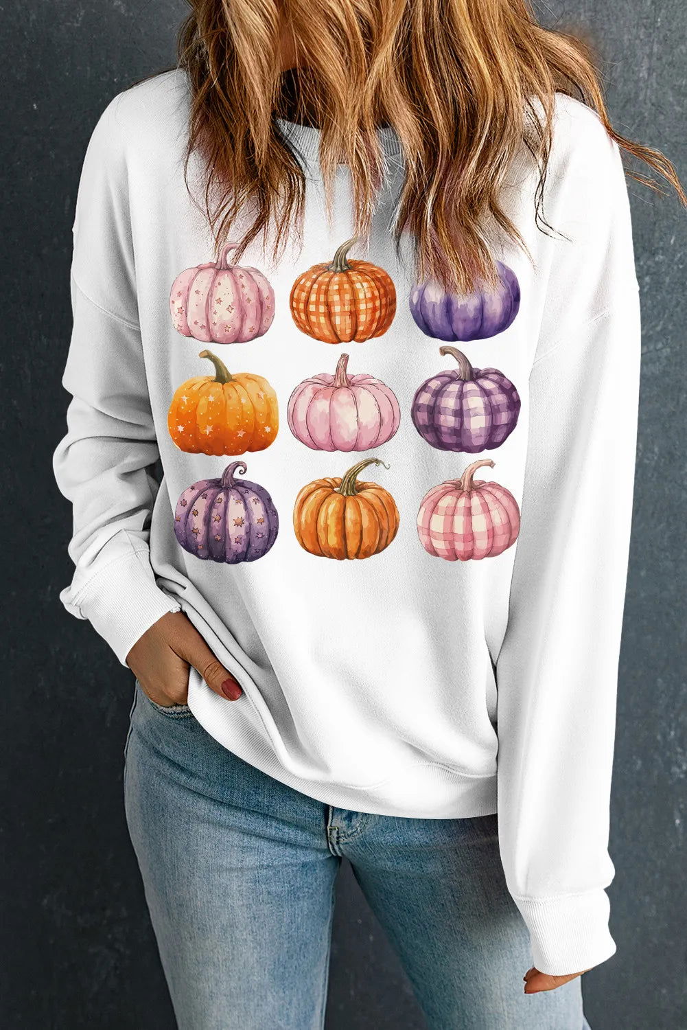 Pumpkin Graphic Long Sleeve Sweatshirt himalipasal