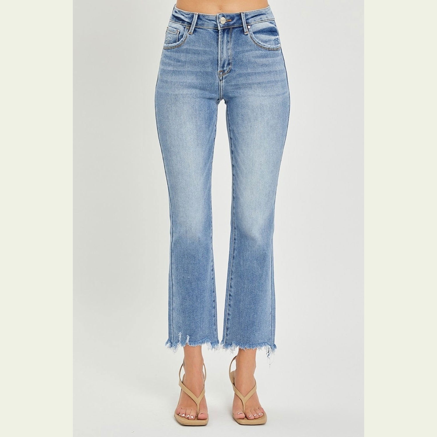 RISEN Full Size Frayed Hem Cropped Straight Jeans himalipasal