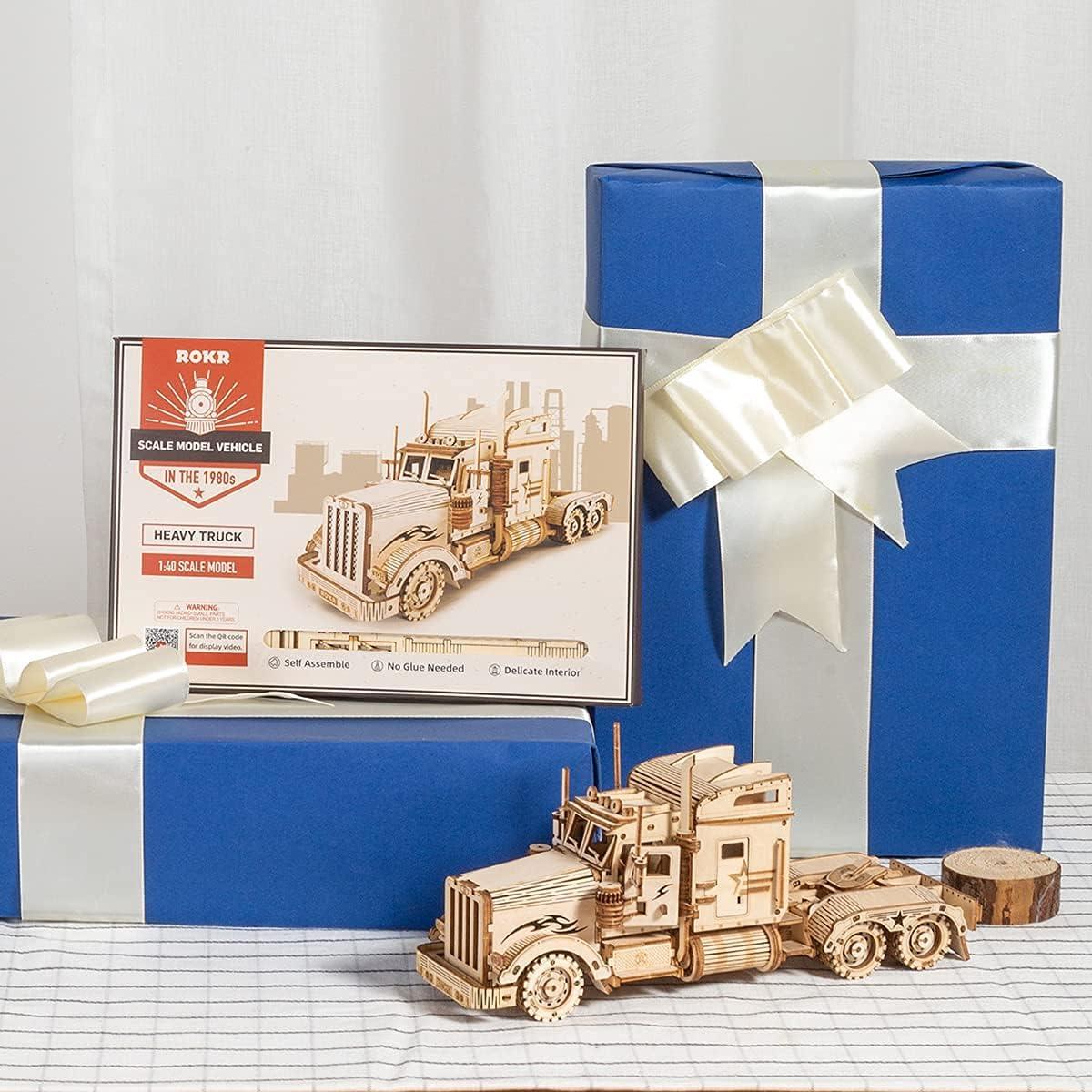 ROBOTIME 3D Puzzle Heavy Truck Wooden Model Kits Adults Build On Your Own Laser Cut Building Construction Crafts himalipasal