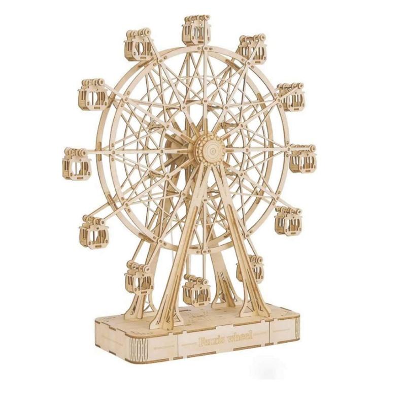 ROBOTIME 3D Wooden Puzzle Musical Ferris Wheel Model Kits to Build DIY Mechanical Construction Christmas Birthday Gift for Kids and Adults himalipasal