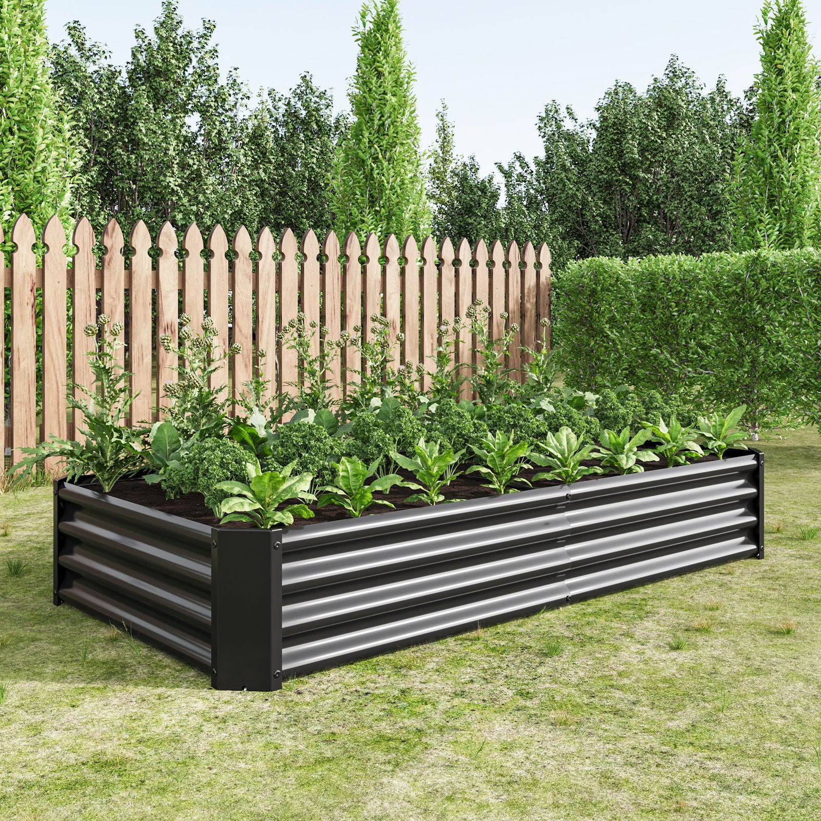 Raised Garden Bed Outdoor, 6×3×1ft , Metal Raised Rectangle Planter Beds for Plants, Vegetables, and Flowers - Black himalipasal