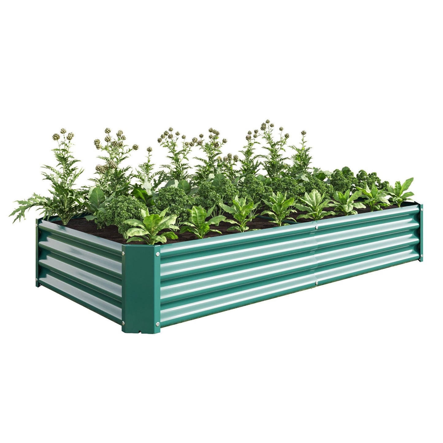 Raised Garden Bed Outdoor, 6×3×1ft , Metal Raised Rectangle Planter Beds for Plants, Vegetables, and Flowers - Green himalipasal