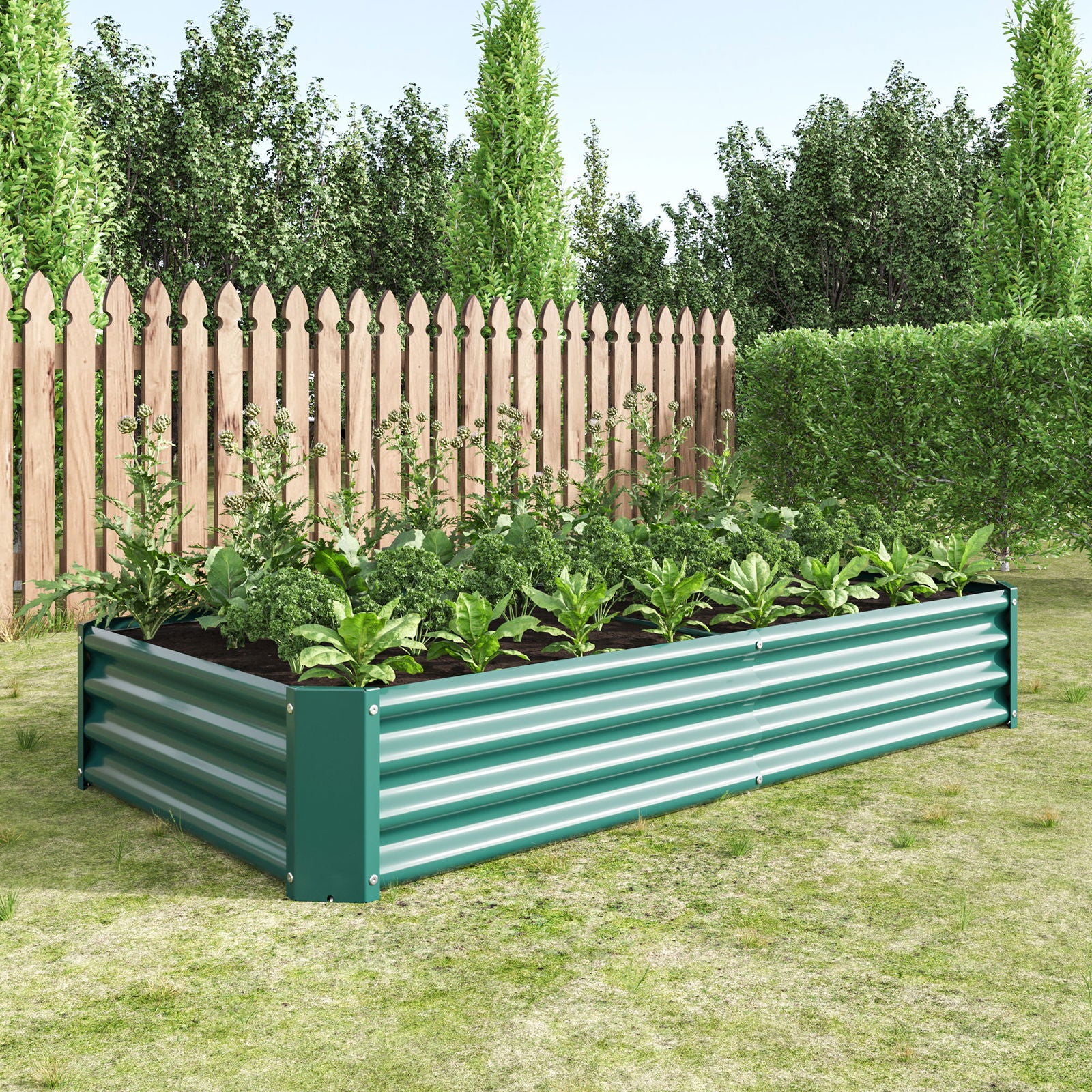 Raised Garden Bed Outdoor, 6×3×1ft , Metal Raised Rectangle Planter Beds for Plants, Vegetables, and Flowers - Green himalipasal