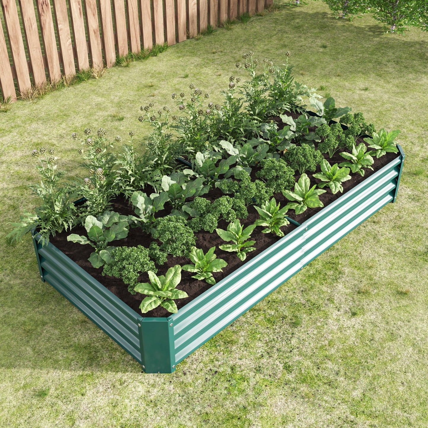 Raised Garden Bed Outdoor, 6×3×1ft , Metal Raised Rectangle Planter Beds for Plants, Vegetables, and Flowers - Green himalipasal