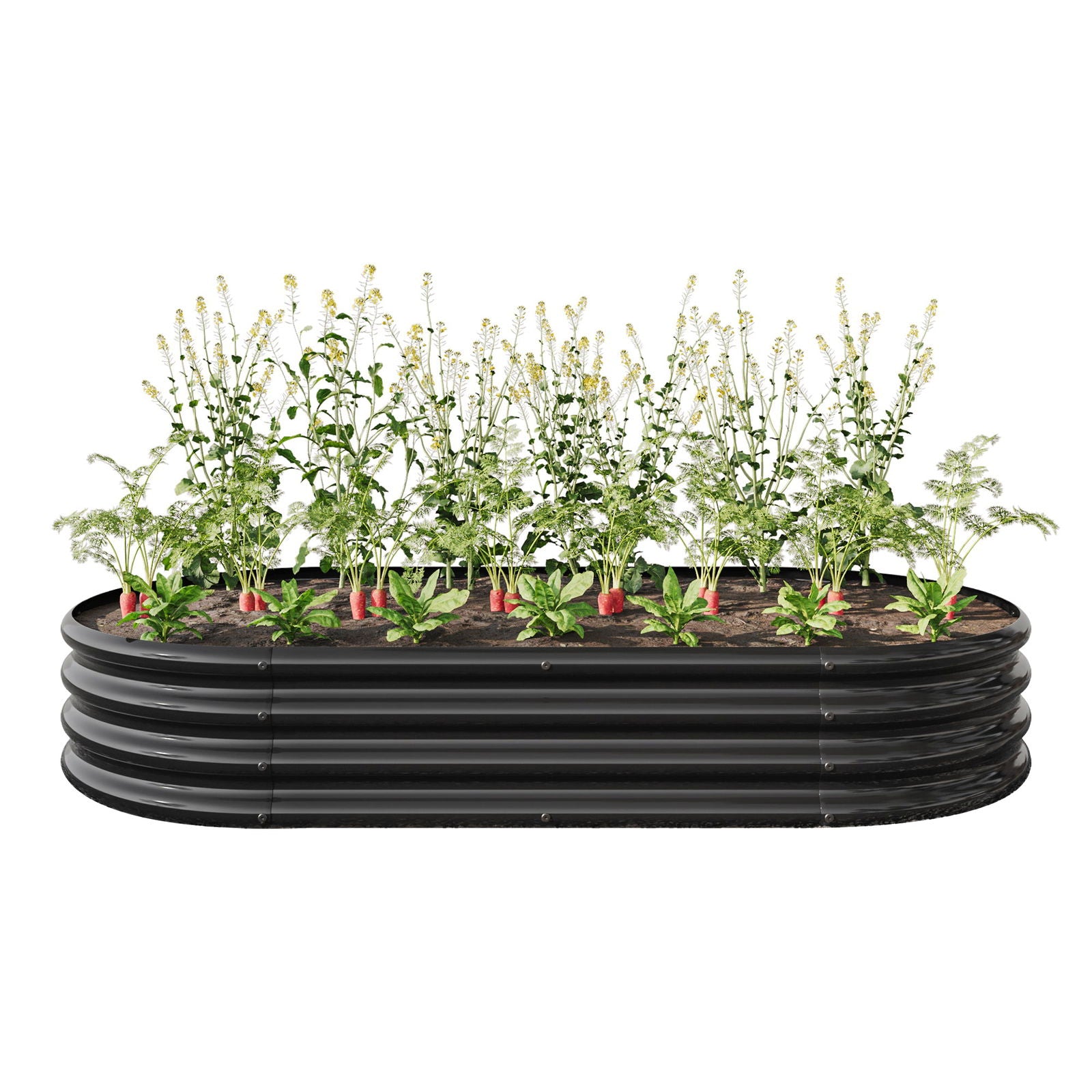 Raised Garden Bed Outdoor, Oval Large Metal Raised Planter Bed for for Plants, Vegetables, and Flowers - Black himalipasal