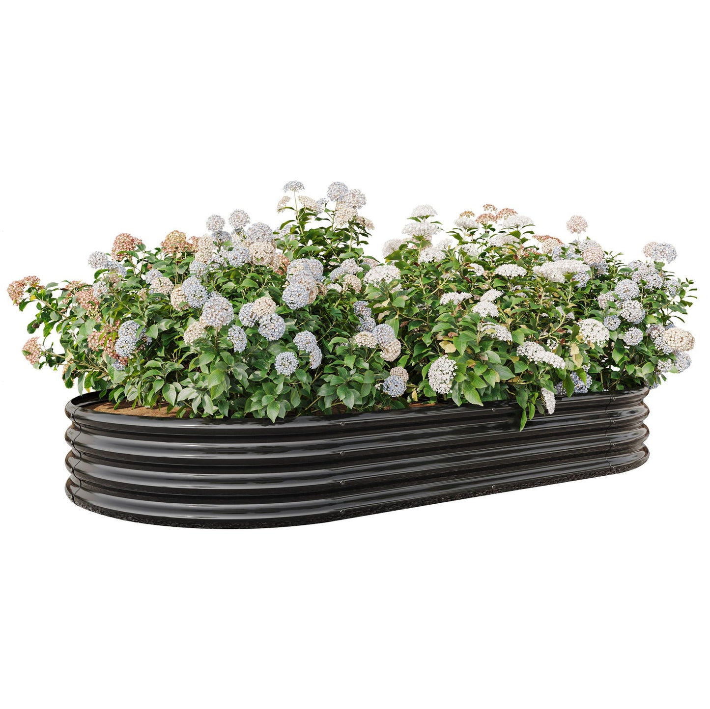 Raised Garden Bed Outdoor, Oval Large Metal Raised Planter Bed for for Plants, Vegetables, and Flowers - Black himalipasal