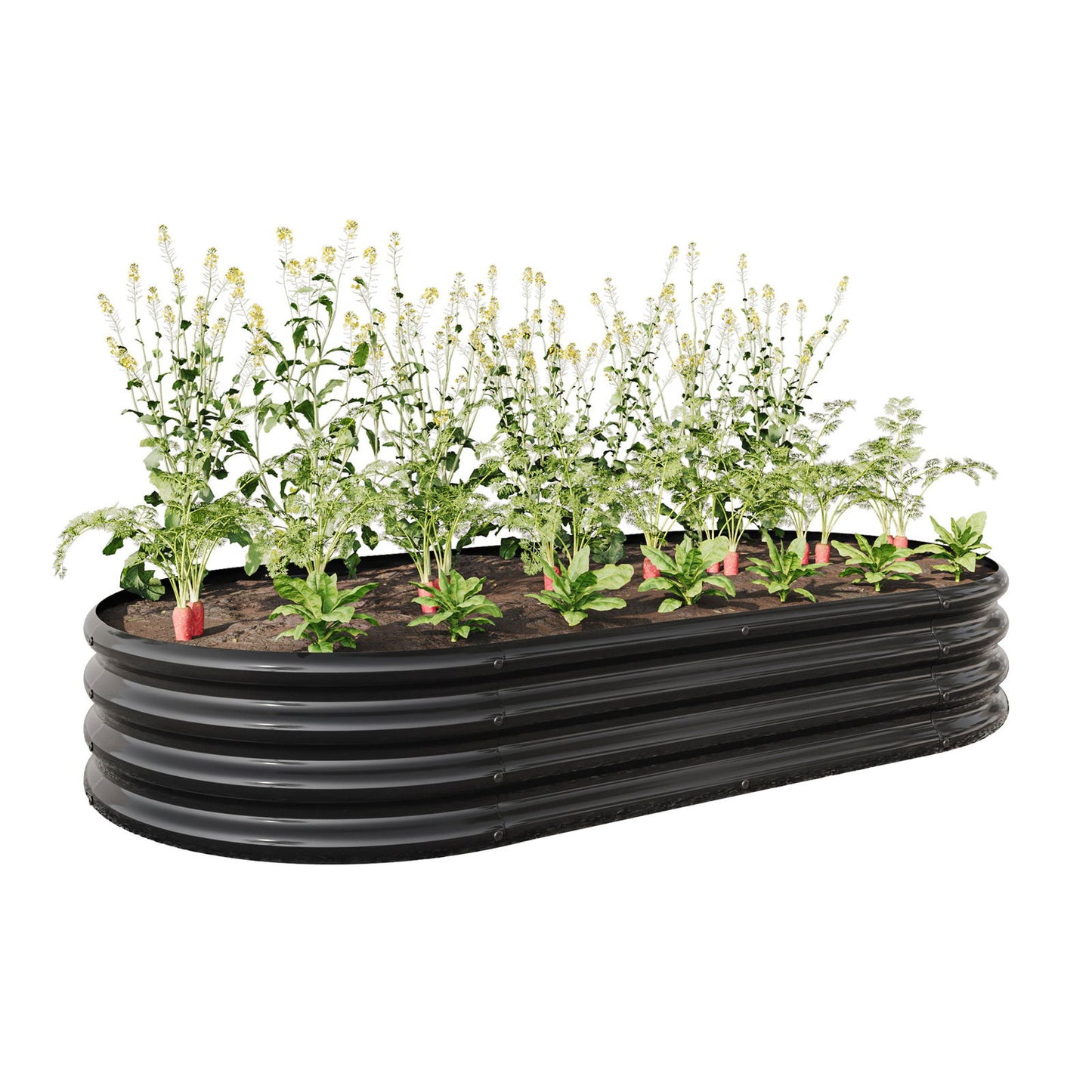 Raised Garden Bed Outdoor, Oval Large Metal Raised Planter Bed for for Plants, Vegetables, and Flowers - Black himalipasal