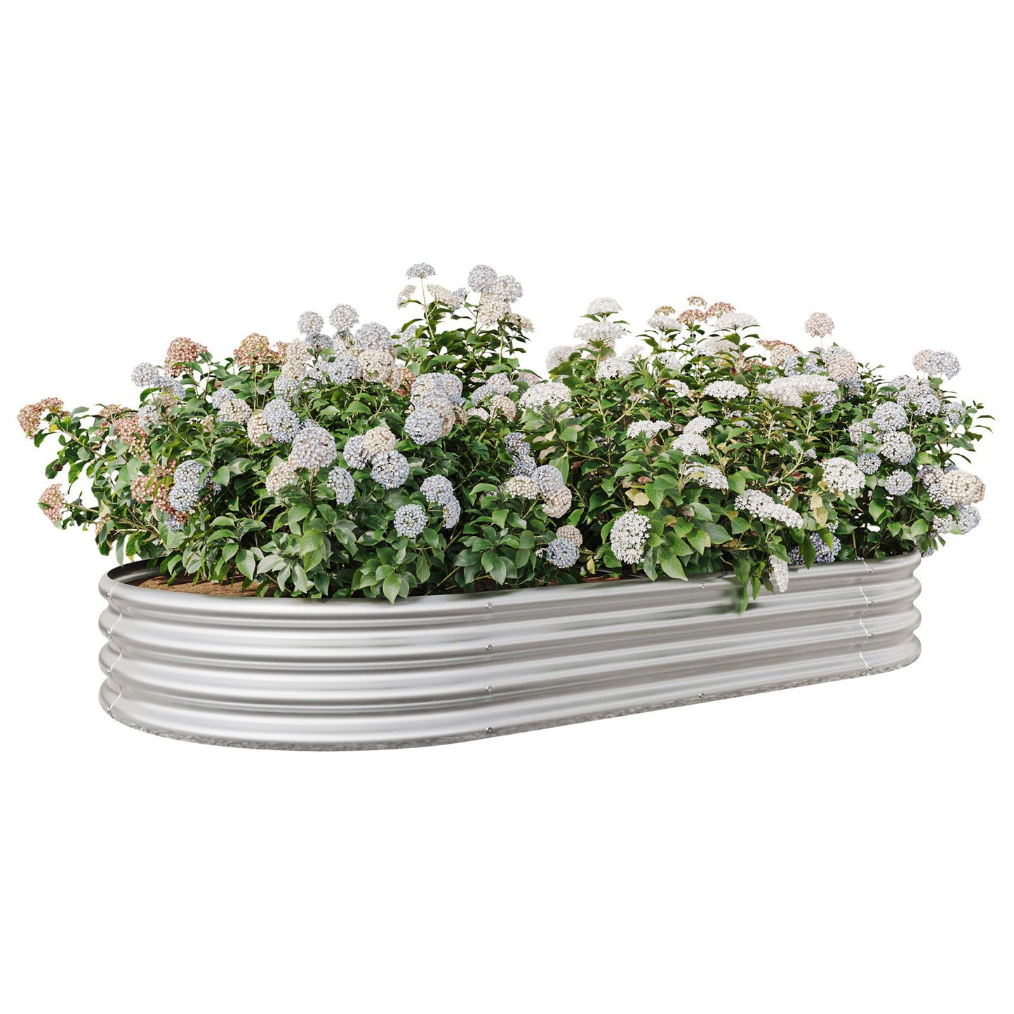 Raised Garden Bed Outdoor, Oval Large Metal Raised Planter Bed for for Plants, Vegetables, and Flowers - Silver himalipasal