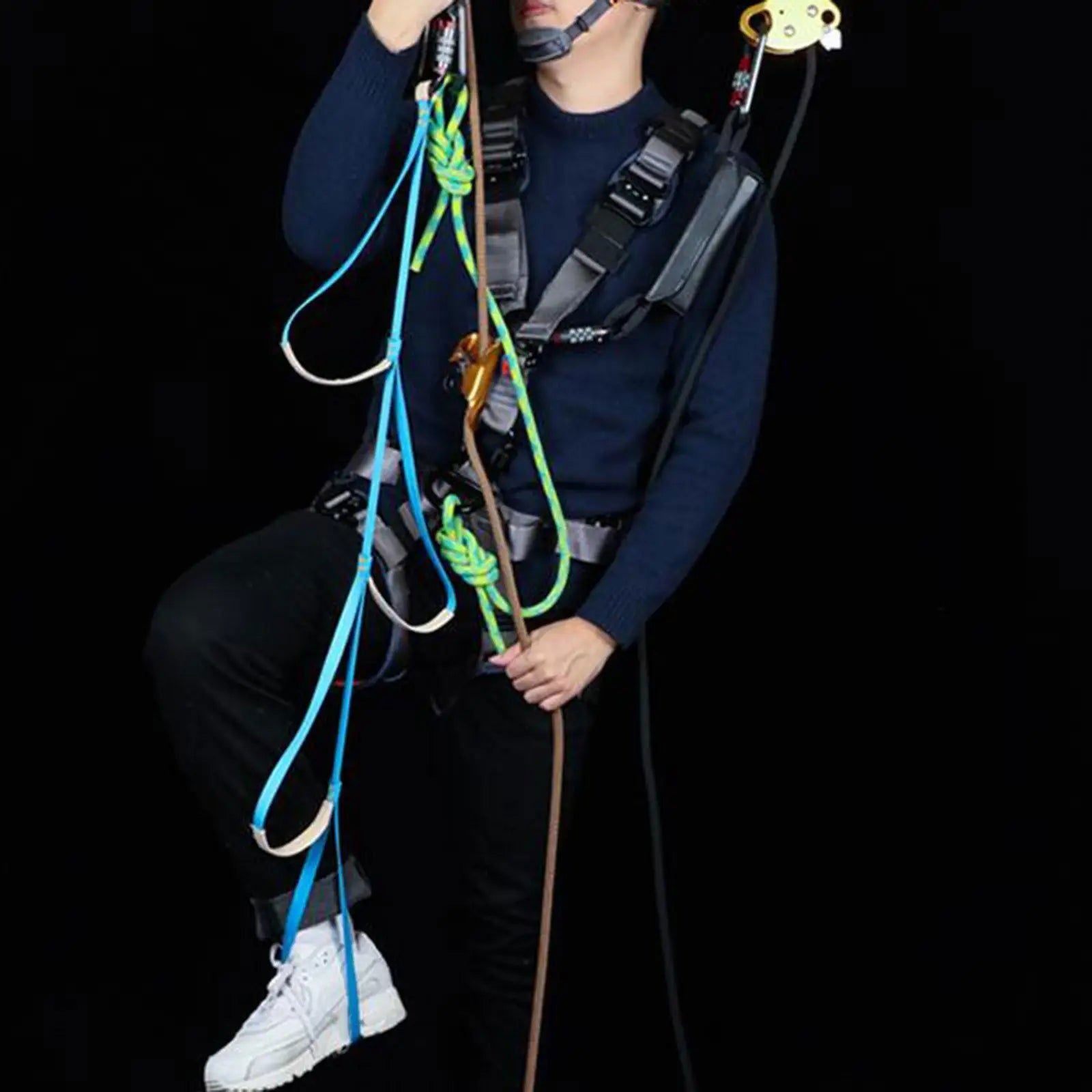 Rock Climbing Rope Ladder 1.1Meters Climbing Strap Ladder for Caving himalipasal