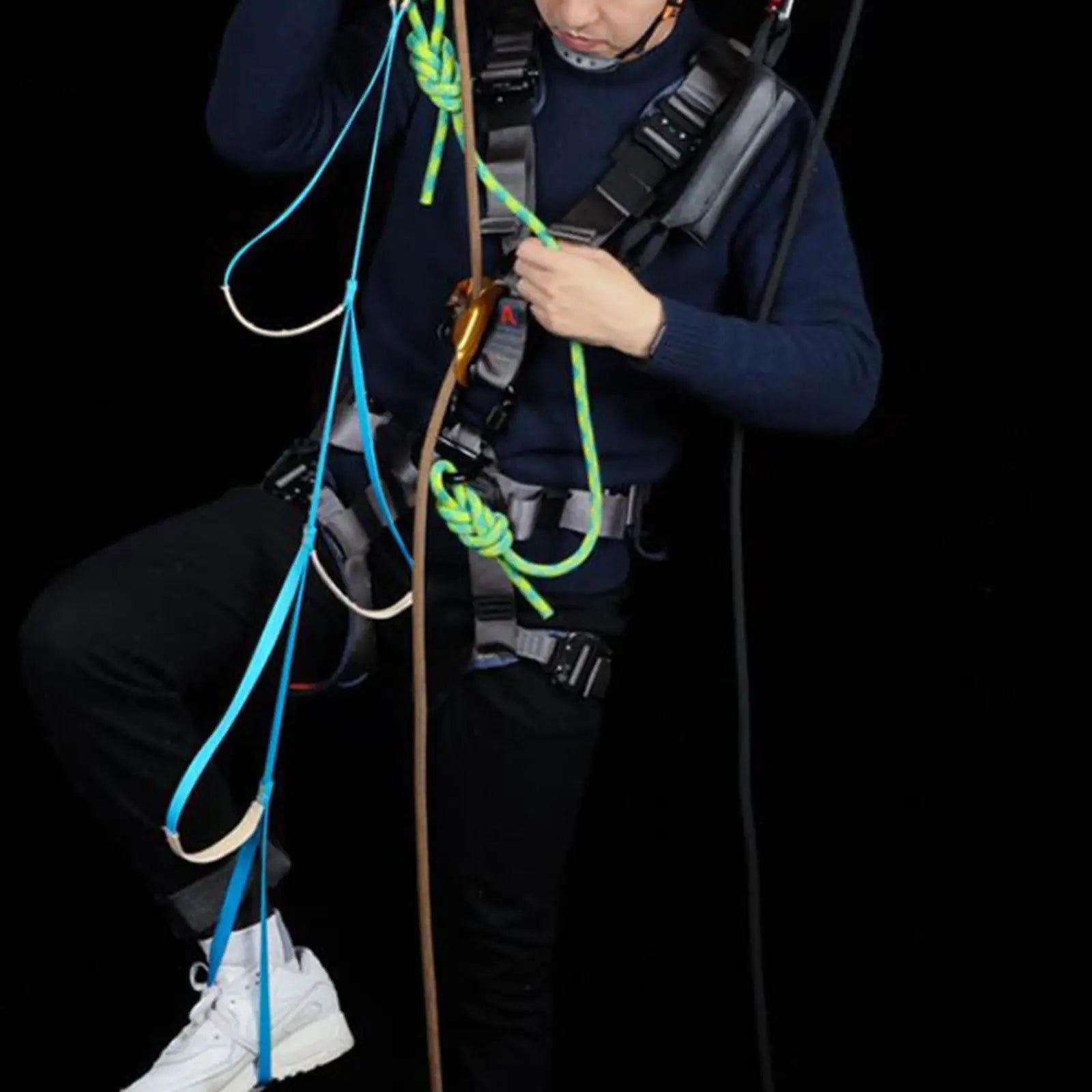 Rock Climbing Rope Ladder 1.1Meters Climbing Strap Ladder for Caving himalipasal