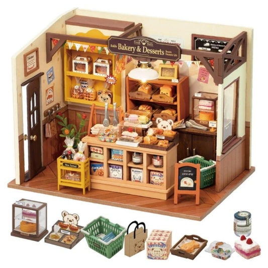 Rolife DIY Miniature Doll House Kit, Build Becka's Bakery Diorama House Building Set with LED Room Hobby Craft for Aduls Uniue Gifts for Teens himalipasal