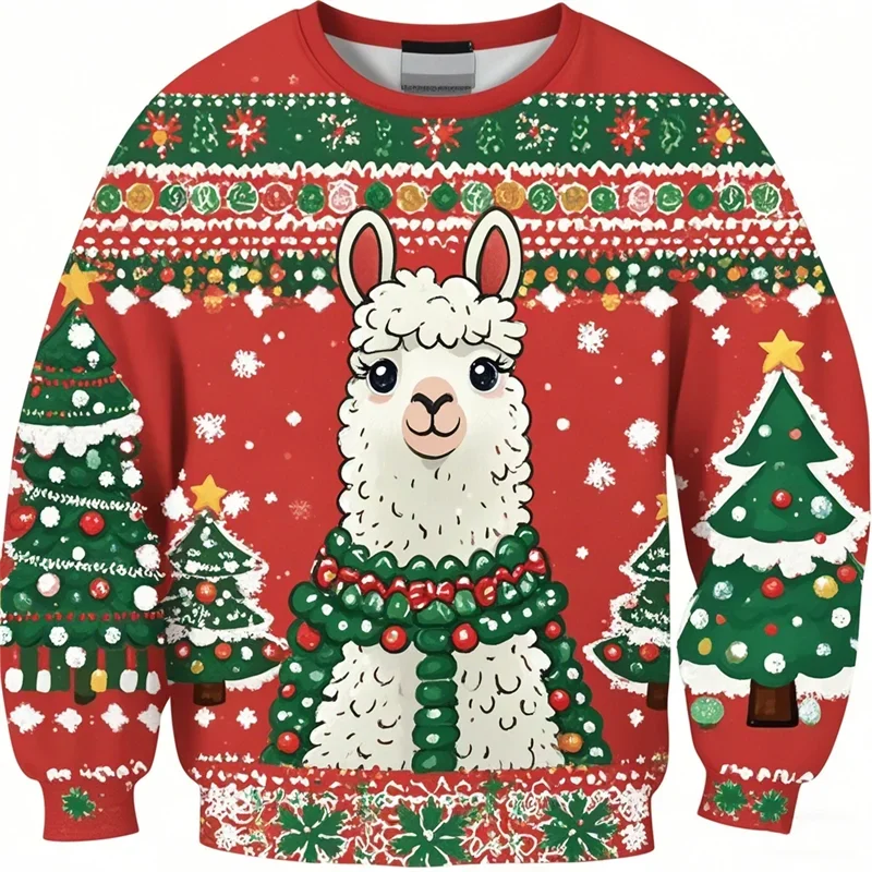 2024-2025 Cute Ugly Christmas Sweater Fashion Trend Funny Animals 3D Printed Sweatshirt