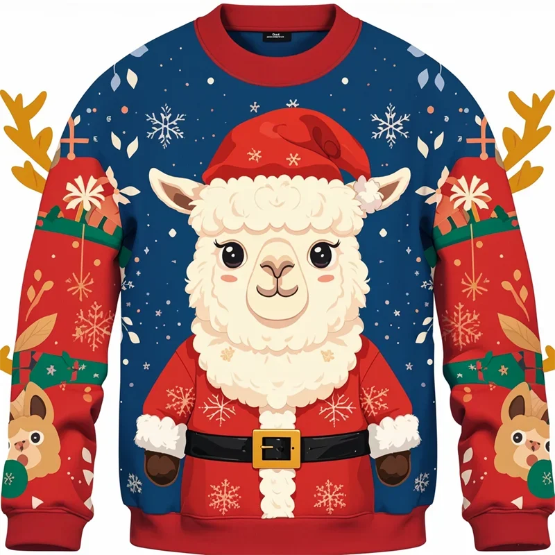 2024-2025 Cute Ugly Christmas Sweater Fashion Trend Funny Animals 3D Printed Sweatshirt