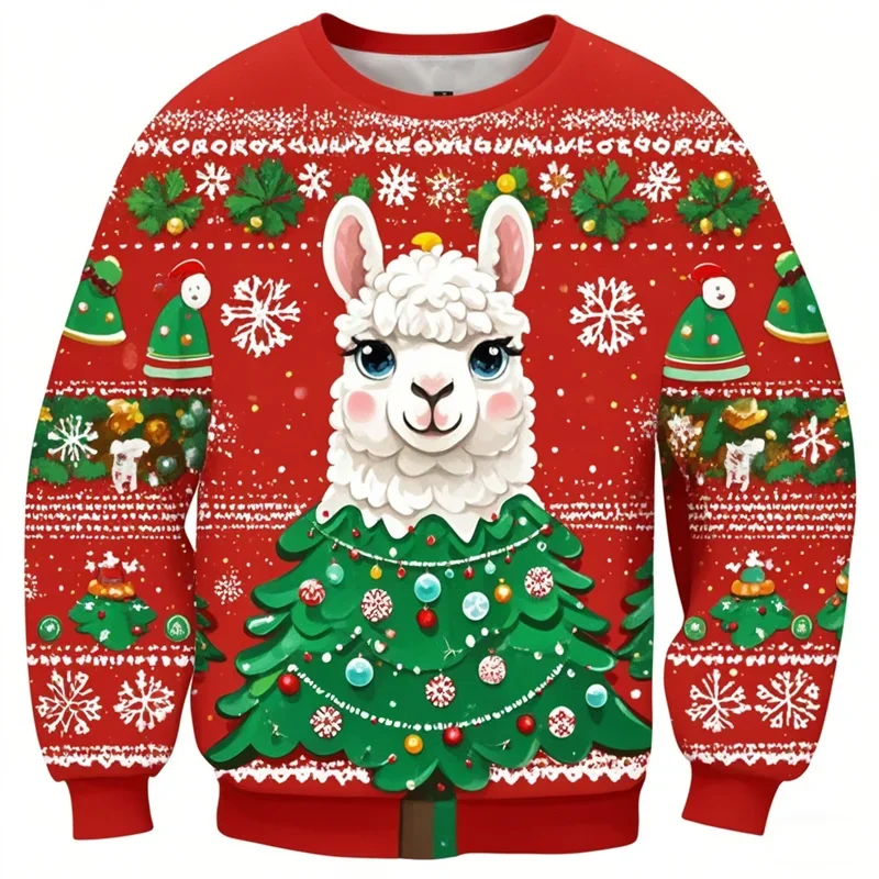 2024-2025 Cute Ugly Christmas Sweater Fashion Trend Funny Animals 3D Printed Sweatshirt