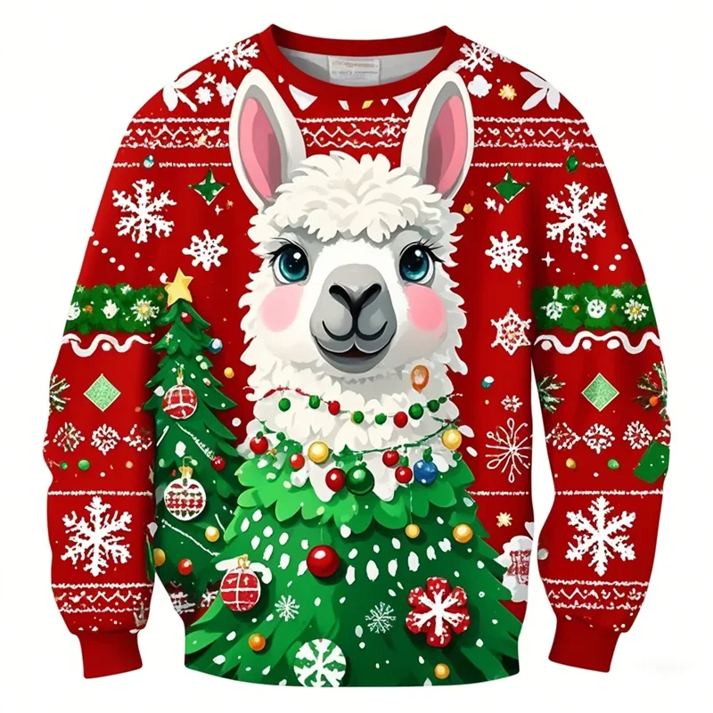 2024-2025 Cute Ugly Christmas Sweater Fashion Trend Funny Animals 3D Printed Sweatshirt