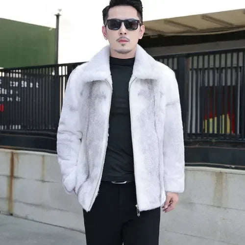 High End Mink Coat Men's Whole Mink Short Winter Jackets for Men Lapel Casual Warm Fur Clothing Male Outwears Chaquetas Hombre F