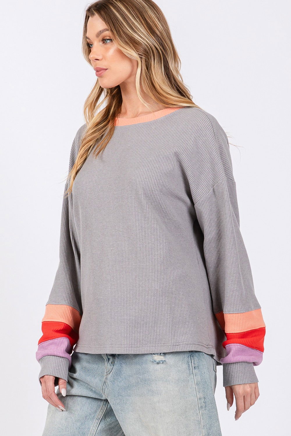 SAGE + FIG Color Block Waffle Knit T-Shirt himalipasal